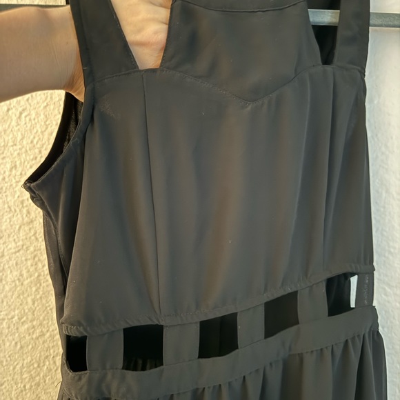 Maxi black dress with cut out parts and see thru top layer - Picture 3 of 4